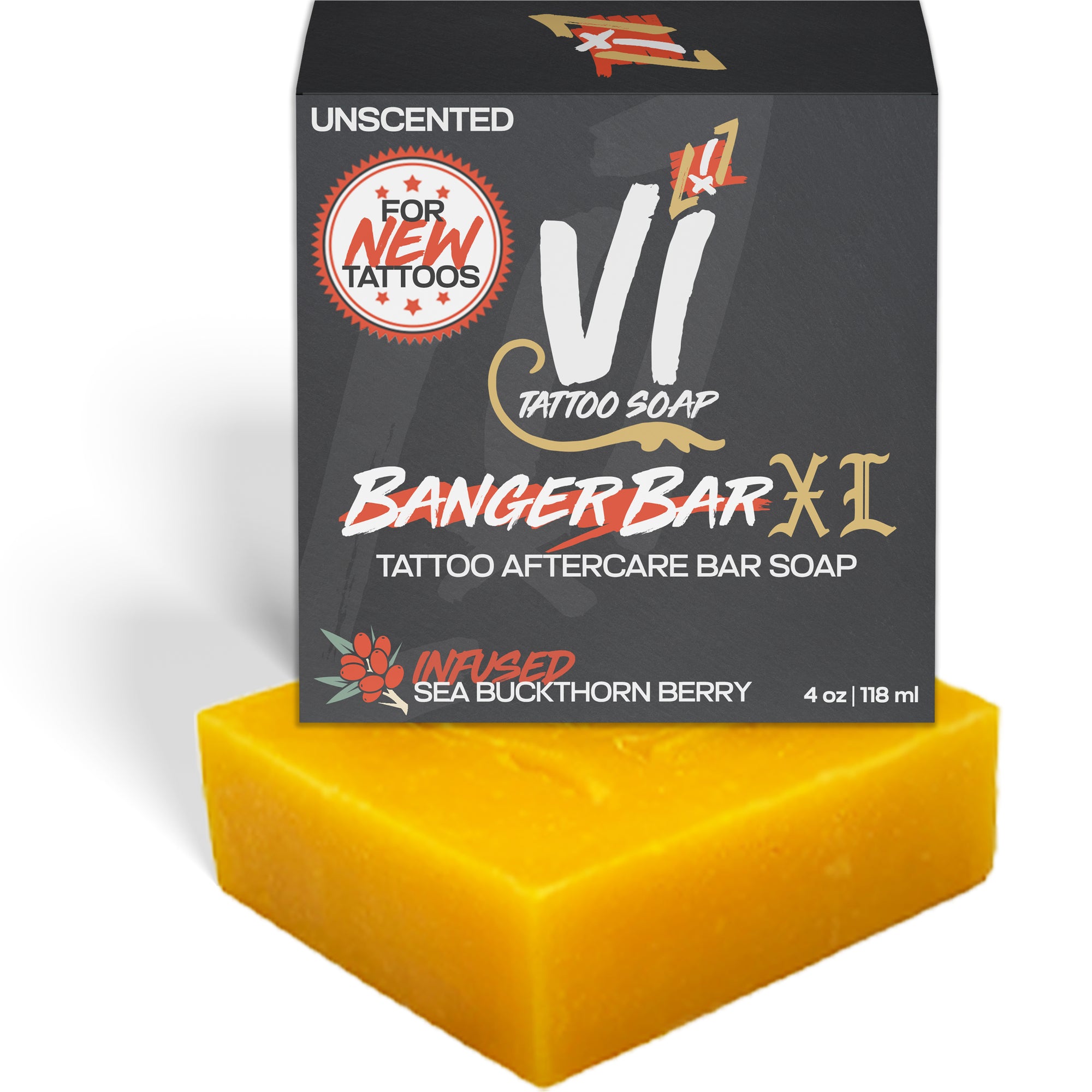 Banger Bar XL Tattoo Cleansing Soap | Sea Buckthorn Berry 4oz Bar