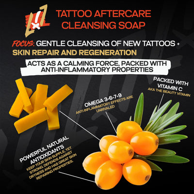 Banger Bars- Tattoo Aftercare Bar Soap- Infused with Sea Buckthorn Berry 72 Count Wholesale Packs