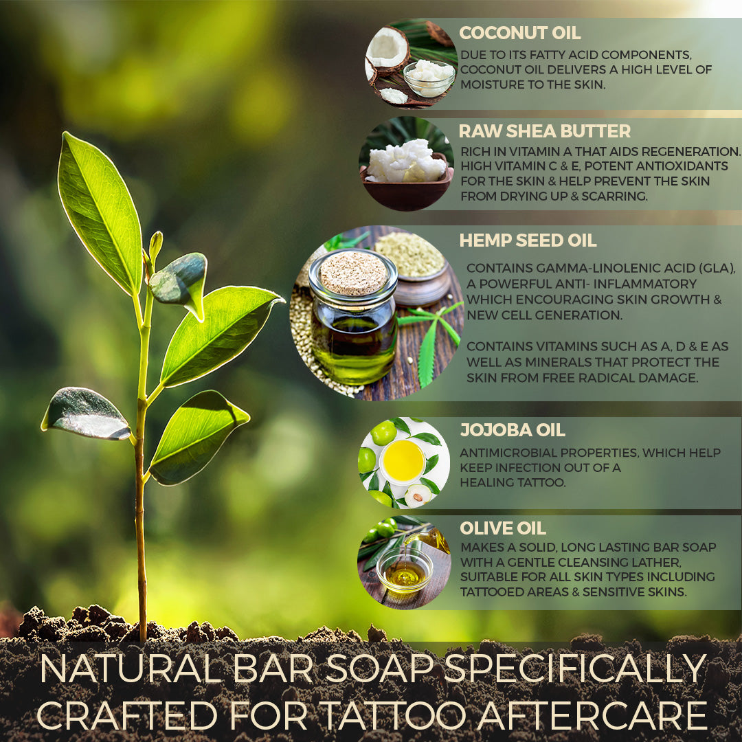 Hemp Seed Oil Tattoo Hydration Soap, 3.5oz-4oz Bar