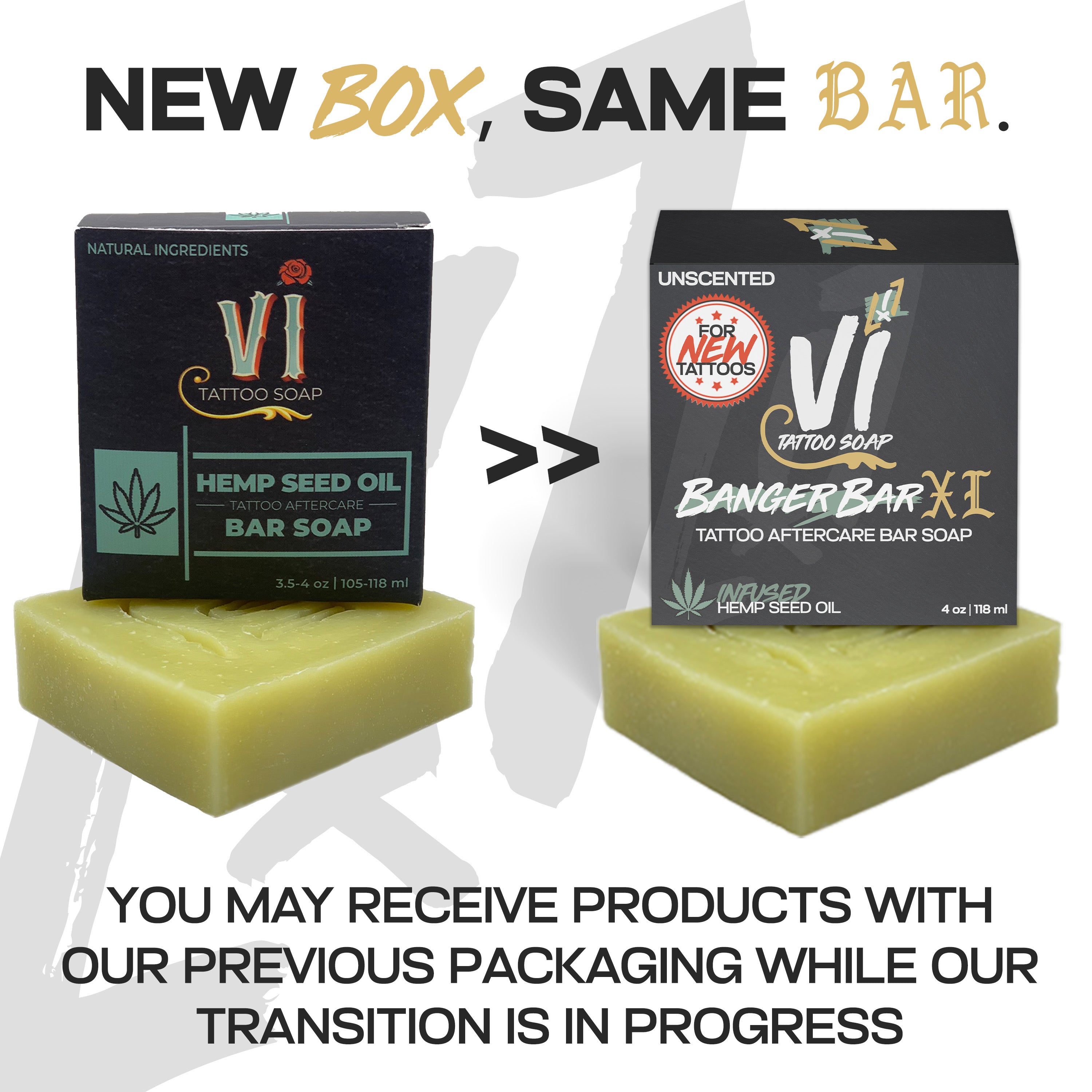 Banger Bar XL Tattoo Cleansing Soap | Hemp 4oz Bar