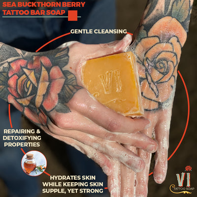 Sea Buckthorn Berry Tattoo Cleansing Soap, 3.5oz-4oz Bar